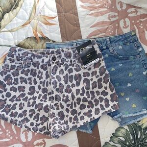 art class Leopard Print and Denim Kids Shorts
